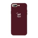 For iPhone 8 Plus / 7 Plus Small Fish Pattern Colorful Frosted TPU Phone Protective Case(Wine Red)