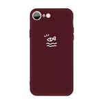 For iPhone SE 2022 / SE 2020 / 8 / 7 Small Fish Pattern Colorful Frosted TPU Phone Protective Case(Wine Red)