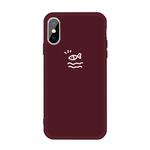 For iPhone X / XS Small Fish Pattern Colorful Frosted TPU Phone Protective Case(Wine Red)