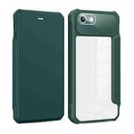 For iPhone SE 2022 / SE 2020 / 8 / 7 Magnetic Flip Leather Phone Case(Dark Green)