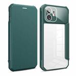 For iPhone 11 Magnetic Flip Leather Phone Case (Dark Green)