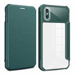 For iPhone X / XS Magnetic Flip Leather Phone Case(Dark Green)