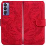 For Tecno Camon 18 / 18P Tiger Embossing Pattern Horizontal Flip Leather Phone Case(Red)