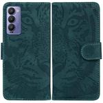 For Tecno Camon 18 / 18P Tiger Embossing Pattern Horizontal Flip Leather Phone Case(Green)