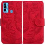 For Tecno Camon 18i Tiger Embossing Pattern Horizontal Flip Leather Phone Case(Red)
