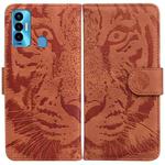 For Tecno Camon 18i Tiger Embossing Pattern Horizontal Flip Leather Phone Case(Brown)