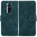 For Tecno Phantom X Tiger Embossing Pattern Horizontal Flip Leather Phone Case(Green)