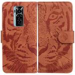 For Tecno Phantom X Tiger Embossing Pattern Horizontal Flip Leather Phone Case(Brown)