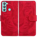 For Tecno Pop 5 LTE BD4 Tiger Embossing Pattern Horizontal Flip Leather Phone Case(Red)