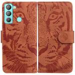 For Tecno Pop 5 LTE BD4 Tiger Embossing Pattern Horizontal Flip Leather Phone Case(Brown)