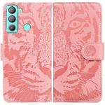 For Tecno Pop 5 LTE BD4 Tiger Embossing Pattern Horizontal Flip Leather Phone Case(Pink)