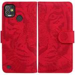 For Tecno Pop 5P Tiger Embossing Pattern Horizontal Flip Leather Phone Case(Red)