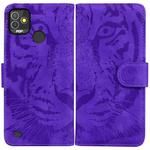 For Tecno Pop 5P Tiger Embossing Pattern Horizontal Flip Leather Phone Case(Purple)