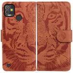 For Tecno Pop 5P Tiger Embossing Pattern Horizontal Flip Leather Phone Case(Brown)