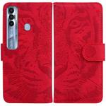 For Tecno Spark 7 Pro Tiger Embossing Pattern Horizontal Flip Leather Phone Case(Red)