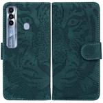 For Tecno Spark 7 Pro Tiger Embossing Pattern Horizontal Flip Leather Phone Case(Green)