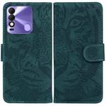 For Tecno Spark 8 / 8T Tiger Embossing Pattern Horizontal Flip Leather Phone Case(Green)