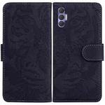 For Tecno Spark 8P Tiger Embossing Pattern Horizontal Flip Leather Phone Case(Black)