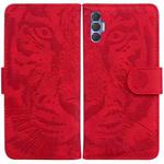 For Tecno Spark 8P Tiger Embossing Pattern Horizontal Flip Leather Phone Case(Red)