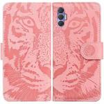 For Tecno Spark 8P Tiger Embossing Pattern Horizontal Flip Leather Phone Case(Pink)
