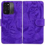 For Tecno Spark Go 2022 / Spark 8C Tiger Embossing Pattern Horizontal Flip Leather Phone Case(Purple)