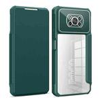 For Xiaomi Poco X3 Magnetic Flip Leather Phone Case(Dark Green)