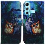 For Infinix Hot 11 X662 Coloured Drawing Leather Phone Case(Oil Painting Owl)