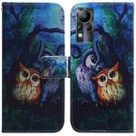 For Infinix Note 11 Coloured Drawing Leather Phone Case(Oil Painting Owl)