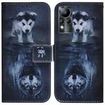 For Infinix Note 11 Coloured Drawing Leather Phone Case(Wolf and Dog)