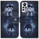 For Infinix Note 11 Pro / Note 11s Coloured Drawing Leather Phone Case(Wolf and Dog)