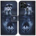 For Infinix Smart 6 Coloured Drawing Leather Phone Case(Wolf and Dog)