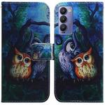 For Tecno Camon 18 / 18P Coloured Drawing Leather Phone Case(Oil Painting Owl)