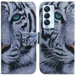 For Tecno Camon 18 Premier Coloured Drawing Leather Phone Case(Tiger)