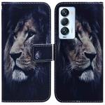 For Tecno Camon 18 Premier Coloured Drawing Leather Phone Case(Lion)