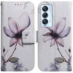 For Tecno Camon 18 Premier Coloured Drawing Leather Phone Case(Magnolia Flower)