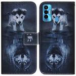 For Tecno Camon 18i Coloured Drawing Leather Phone Case(Wolf and Dog)