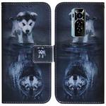 For Tecno Phantom X Coloured Drawing Leather Phone Case(Wolf and Dog)