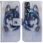 For Tecno Pova Neo LE6 Coloured Drawing Leather Phone Case(White Wolf)
