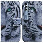 For Tecno Spark 7 Pro Coloured Drawing Leather Phone Case(Tiger)