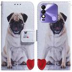 For Tecno Spark 8 / 8T Coloured Drawing Leather Phone Case(Pug)