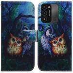 For Tecno Spark Go 2022 / Spark 8C Coloured Drawing Leather Phone Case(Oil Painting Owl)