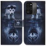 For Tecno Spark Go 2022 / Spark 8C Coloured Drawing Leather Phone Case(Wolf and Dog)