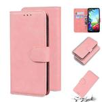 For LG K40S Skin Feel Pure Color Flip Leather Phone Case(Pink)
