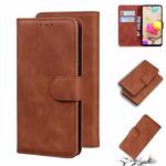 For LG K42 Skin Feel Pure Color Flip Leather Phone Case(Brown)