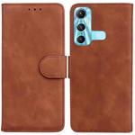 For Infinix Hot 11 X662 Skin Feel Pure Color Flip Leather Phone Case(Brown)