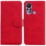 For Infinix Hot 11s X6812 Skin Feel Pure Color Flip Leather Phone Case(Red)