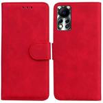 For Infinix Hot 11S NFC X6812B Skin Feel Pure Color Flip Leather Phone Case(Red)