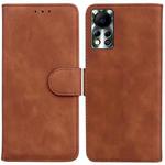 For Infinix Hot 11S NFC X6812B Skin Feel Pure Color Flip Leather Phone Case(Brown)