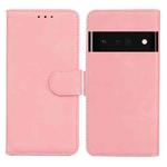 For Google Pixel 6 Pro Skin Feel Pure Color Flip Leather Phone Case(Pink)