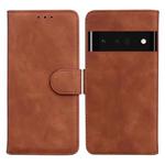 For Google Pixel 6 Pro Skin Feel Pure Color Flip Leather Phone Case(Brown)